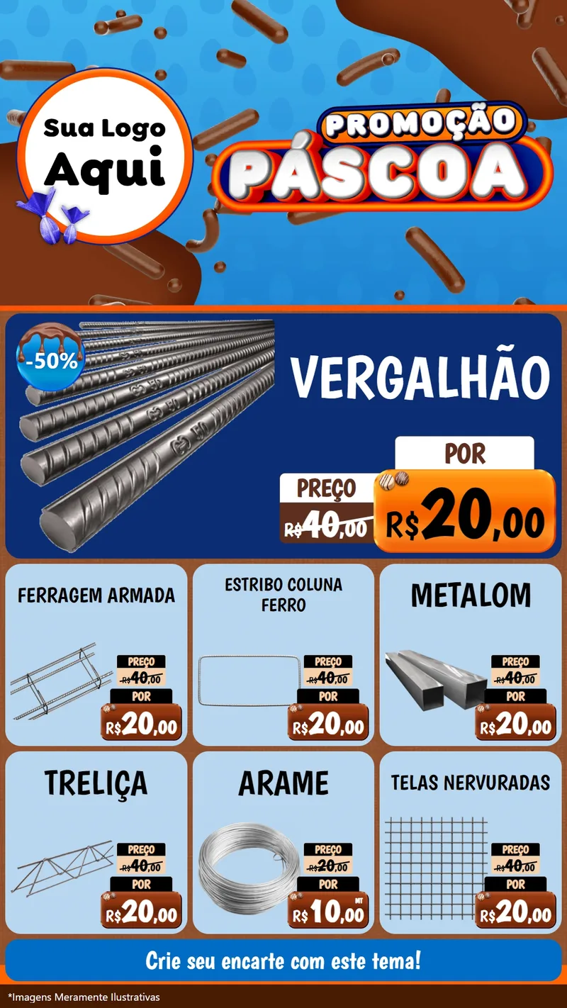 Modelo de Rede Social para Stories com o tema Promoção Páscoa para Ferragens