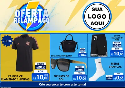 Modelo de Encarte para Encarte A4 Horizontal com o tema Oferta Relâmpago para Roupas e acessórios