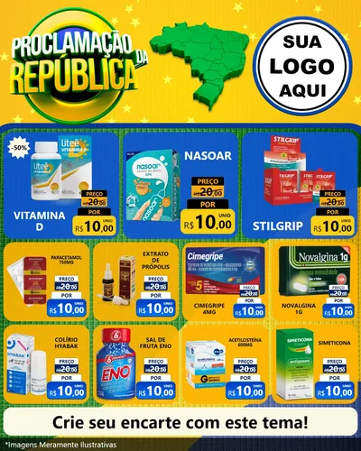 Modelo de Rede Social para Feed Instagram com o tema Proclamação da República para Farmácia