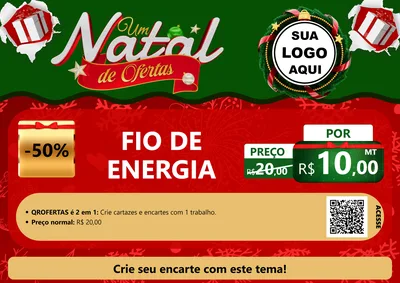 Modelo de Cartaz para Cartaz A4 Horizontal com o tema Um Natal de Ofertas para Materiais Elétricos