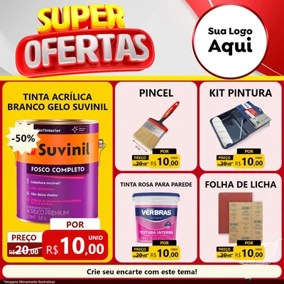 Modelo de Rede Social para Feed Facebook com o tema Super Ofertas para Tintas e Ferramentas