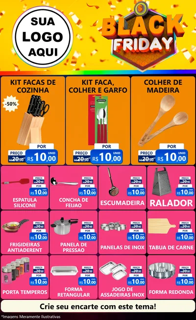 Modelo de Encarte para Encarte Grande com o tema Black Friday para Utilidades Domésticas