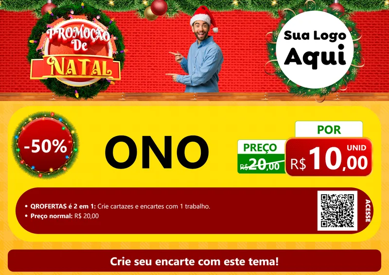Modelo de Cartaz para Cartaz A4 Horizontal com o tema Promoção de Natal para Óticas