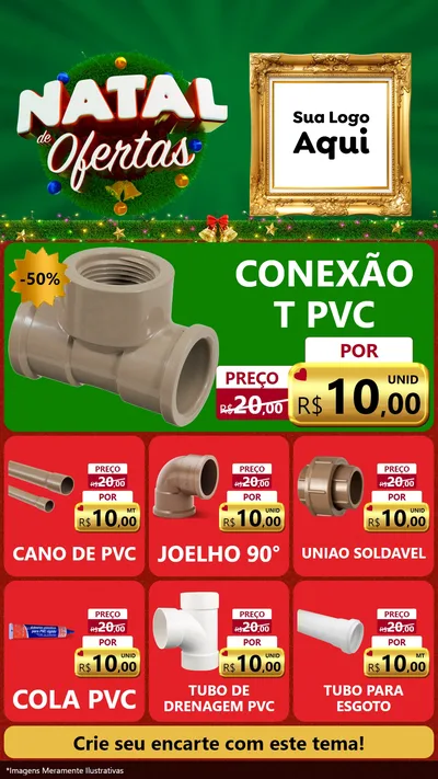 Modelo de Rede Social para Stories com o tema Natal de Ofertas para Tubos e conexões