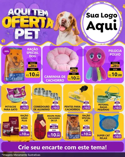 Modelo de Rede Social para Feed Instagram com o tema Aqui tem Oferta Pet para Pet Shop