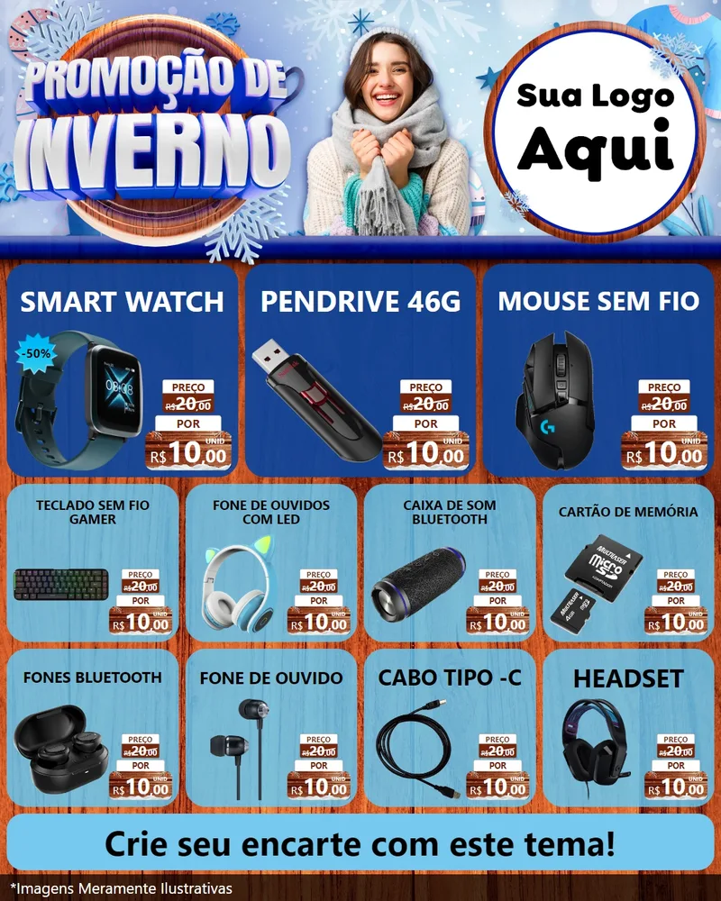 Modelo de Rede Social para Feed Instagram com o tema Promoção de Inverno para Informática