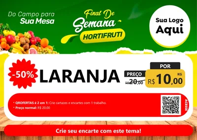 Modelo de Cartaz para Cartaz A4 Horizontal com o tema Final de semana hortifruti para Hortifrúti