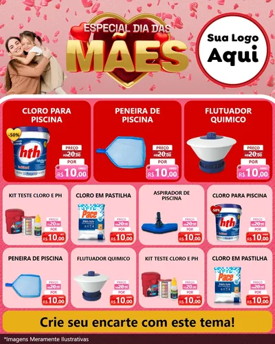 Modelo de Rede Social para Feed Instagram com o tema Especial Dia Das Mães para Produtos para Piscina