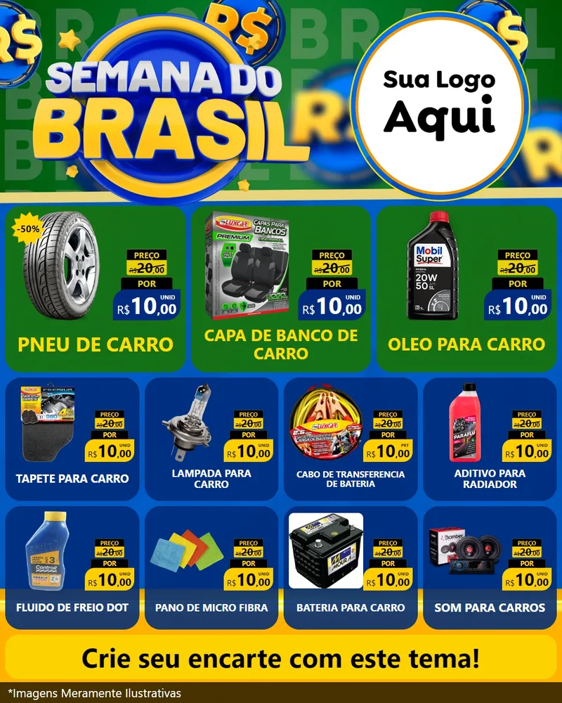 Modelo de Rede Social para Feed Instagram com o tema Semana Do Brasil para Auto peças