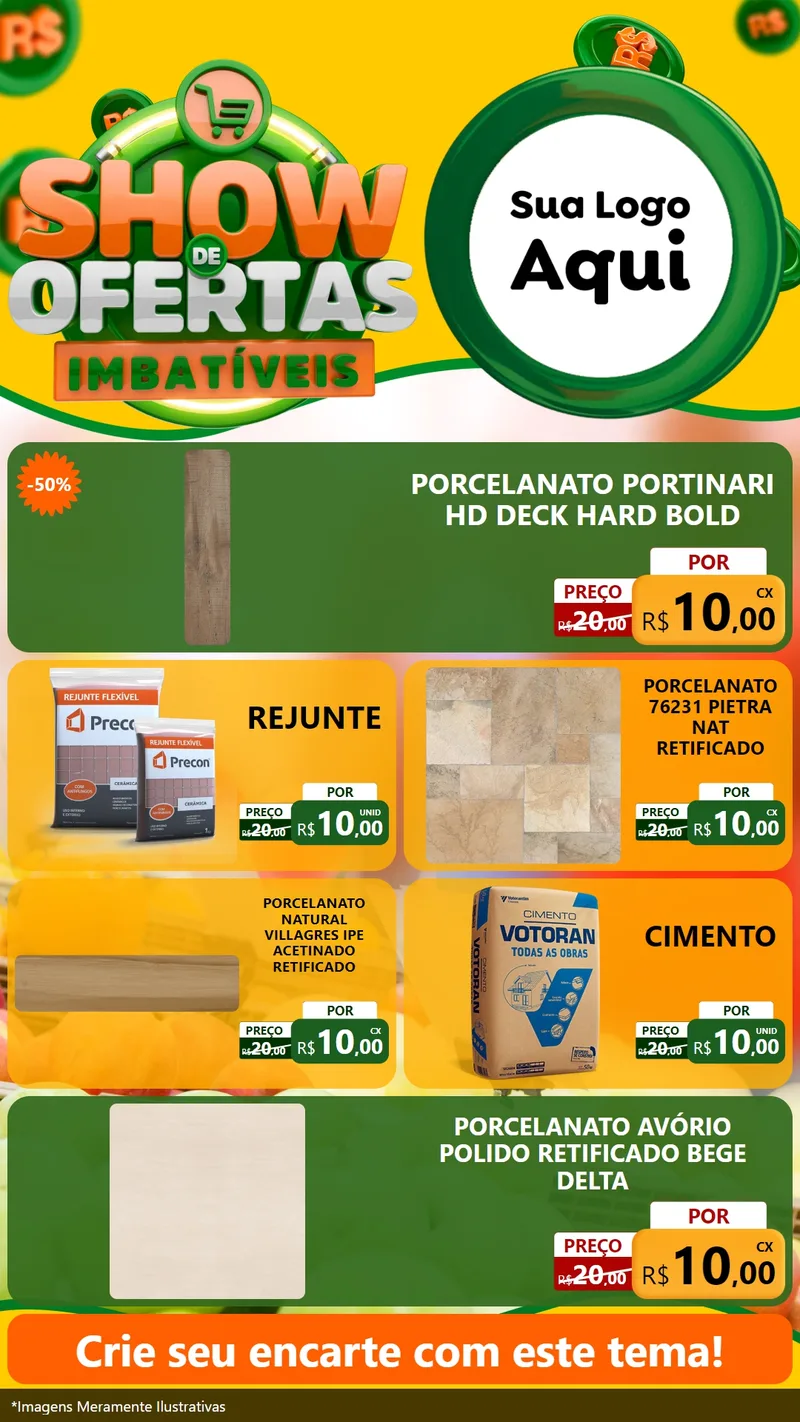 Modelo de TV para TV Vertical com o tema Show de Ofertas Imbatíveis para Pisos e revestimentos