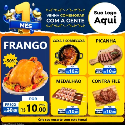 Modelo de Rede Social para Feed Facebook com o tema Um Mês de Aniversário para Assados