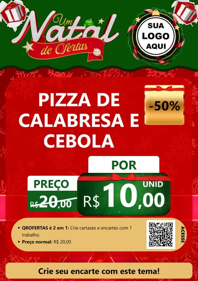 Modelo de Cartaz para Cartaz A4 Vertical com o tema Um Natal de Ofertas para Pizzaria