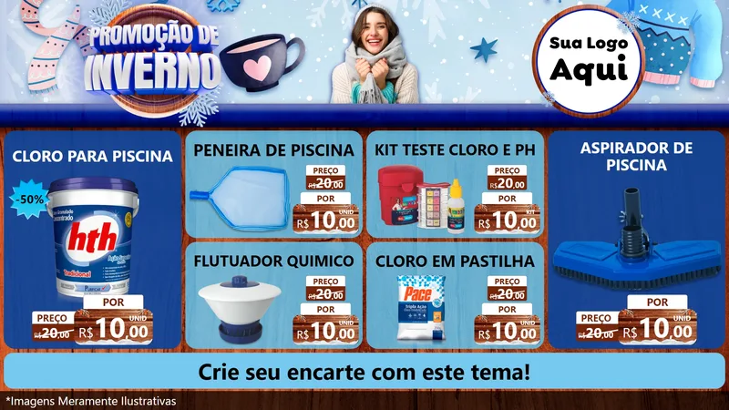 Modelo de TV para TV Horizontal com o tema Promoção de Inverno para Produtos para Piscina