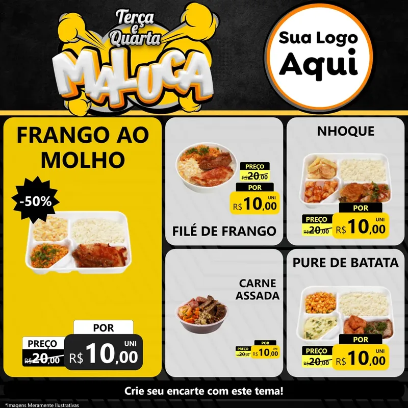 Modelo de Rede Social para Feed Facebook com o tema Terça e Quarta Maluca para Restaurante
