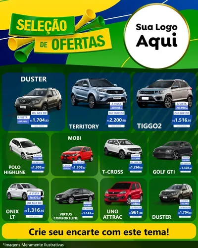 Modelo de Rede Social para Feed Instagram com o tema Seleção de Ofertas - Copa para Concessionaria de Carros
