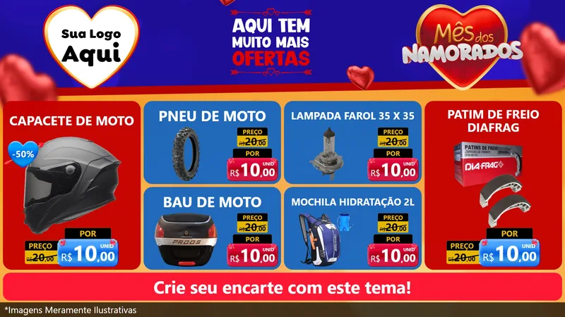 Modelo de TV para TV Horizontal com o tema Mês dos Namorados para Moto peças
