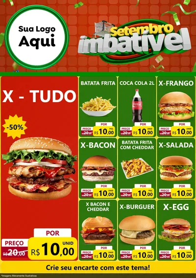 Modelo de Encarte para Encarte A4 Vertical com o tema Setembro Imbatível para Hamburgueria