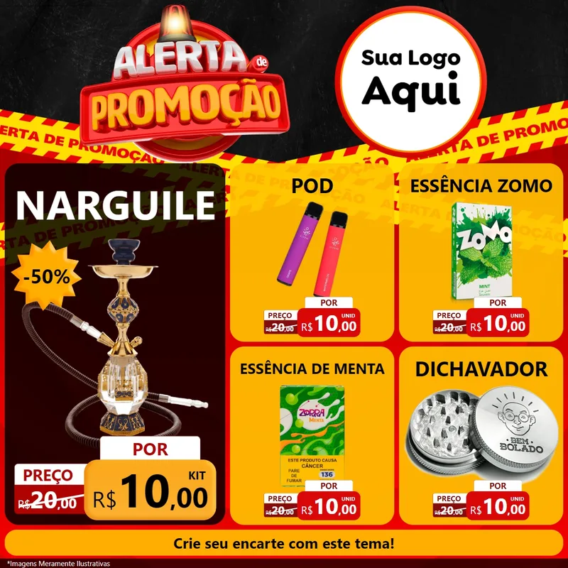 Modelo de Rede Social para Feed Facebook com o tema Alerta de Promoção para Tabacaria