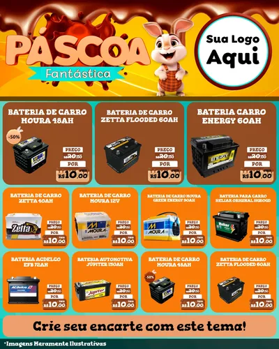 Modelo de Rede Social para Feed Instagram com o tema Páscoa Fantástica para Baterias Elétricas