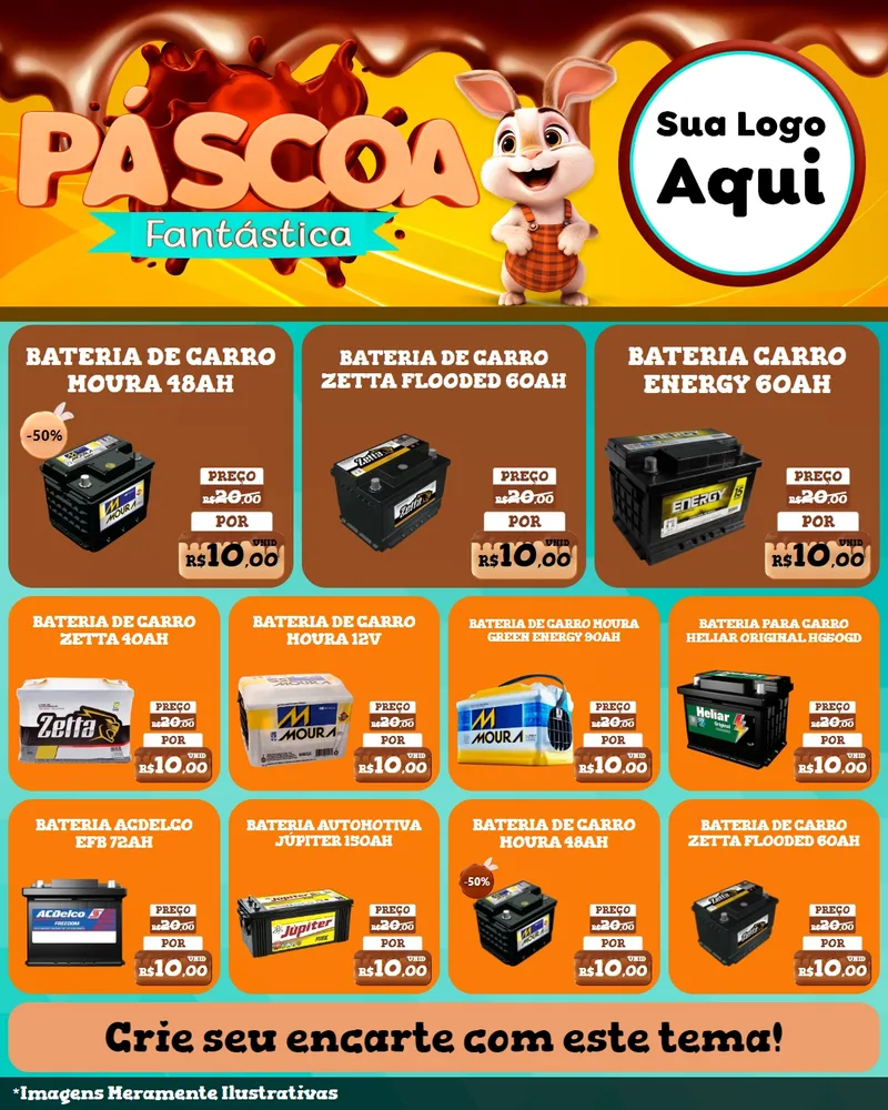 Modelo de Rede Social para Feed Instagram com o tema Páscoa Fantástica para Baterias Elétricas