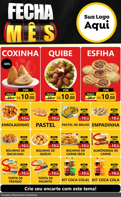 Modelo de Encarte para Encarte Grande com o tema Fecha Mês para Salgadaria