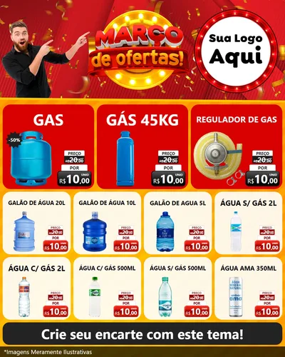 Modelo de Rede Social para Feed Instagram com o tema Março de Ofertas! para Água e gás