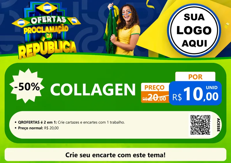 Modelo de Cartaz para Cartaz A4 Horizontal com o tema Ofertas Proclamação da República para Suplementos alimentares