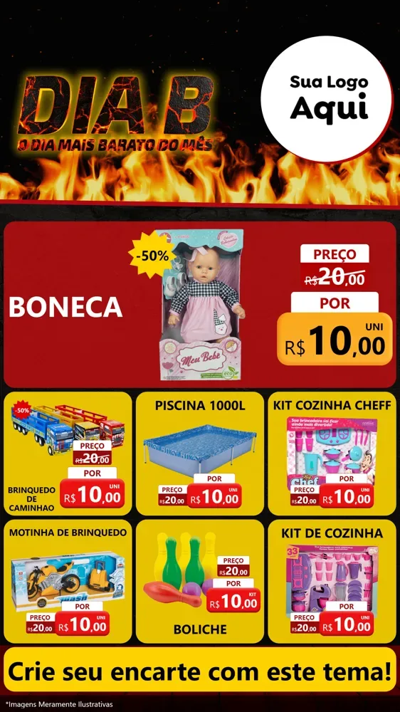 Modelo de Rede Social para Stories com o tema Dia B para Brinquedos