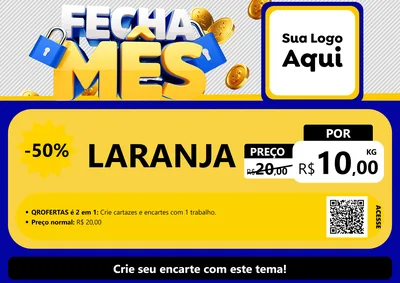 Modelo de Cartaz para Cartaz A4 Horizontal com o tema Fecha Mês para Hortifrúti