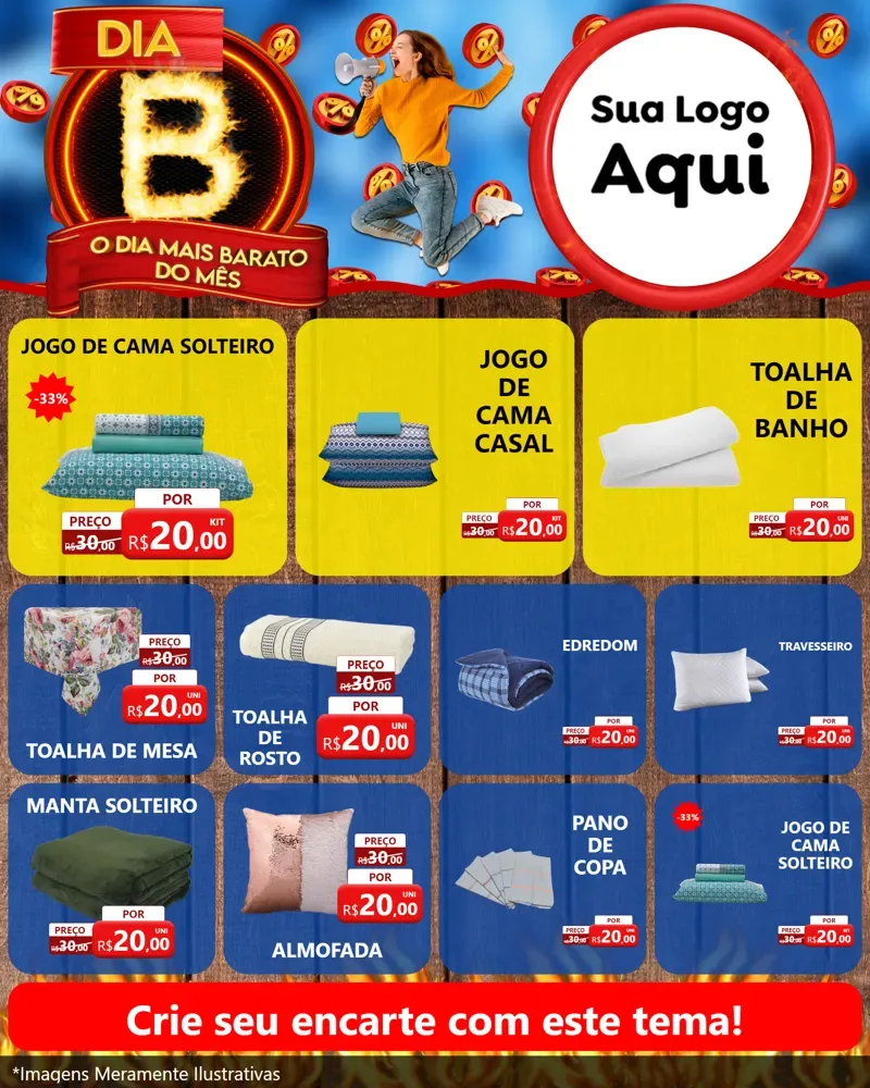 Modelo de Rede Social para Feed Instagram com o tema Dia B - O Dia Mais Barato Do Mês para Cama, Mesa e Banho