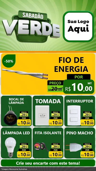 Modelo de Rede Social para Stories com o tema Sabadão Verde para Materiais Elétricos