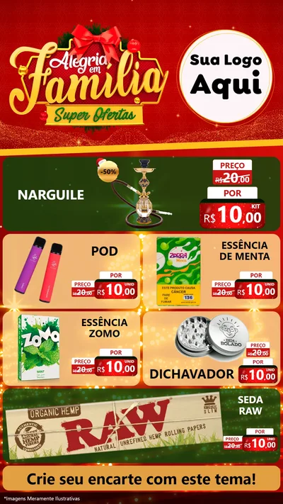 Modelo de TV para TV Vertical com o tema Alegria em Família Super Ofertas - Natal para Tabacaria