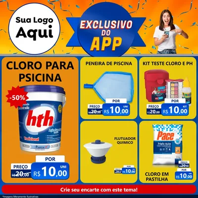 Modelo de Rede Social para Feed Facebook com o tema Exclusivo do Aplicativo para Produtos para Piscina