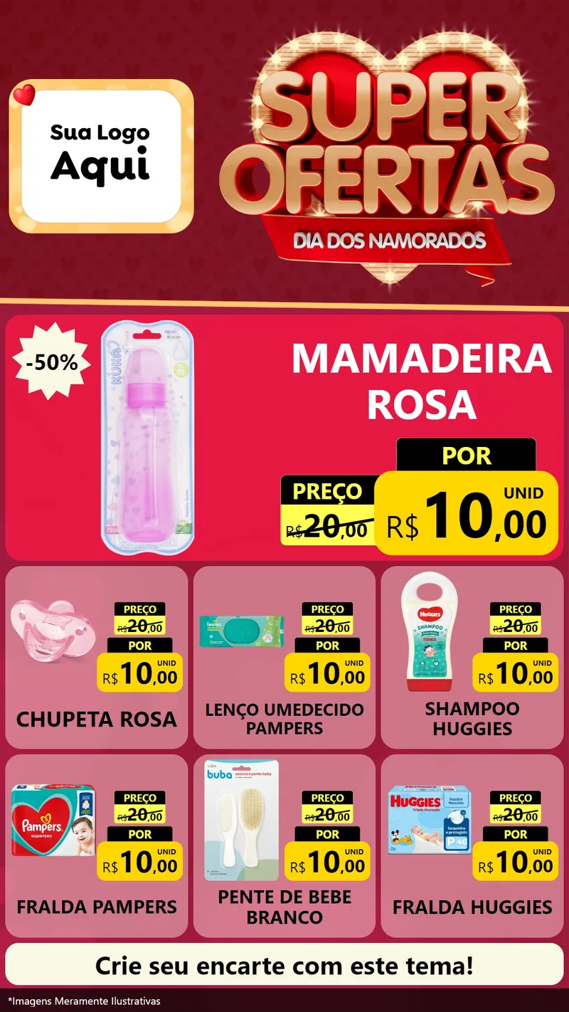 Modelo de Rede Social para Stories com o tema Dia dos Namorados para Bebês