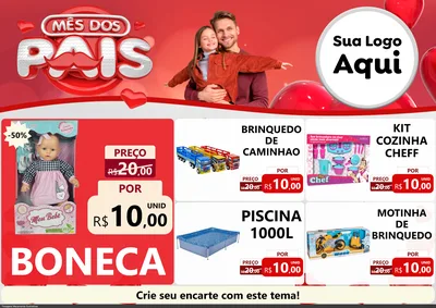 Modelo de Encarte para Encarte A4 Horizontal com o tema Mês dos Pais para Brinquedos