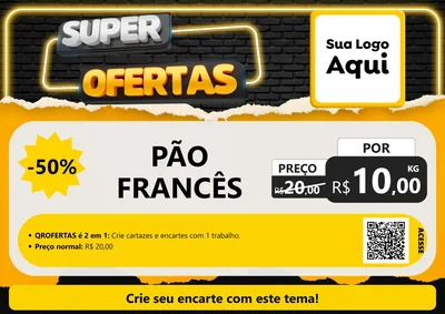 Modelo de Cartaz para Cartaz A4 Horizontal com o tema Super Ofertas para Padaria