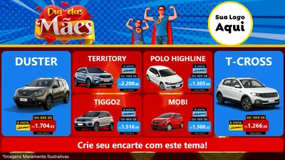 Modelo de TV para TV Horizontal com o tema Dia das Mães para Concessionaria de Carros