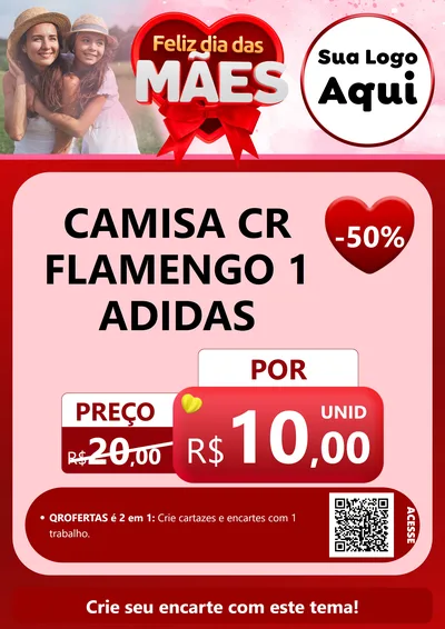 Modelo de Cartaz para Cartaz A4 Vertical com o tema Feliz Dia Das Mães para Roupas e acessórios
