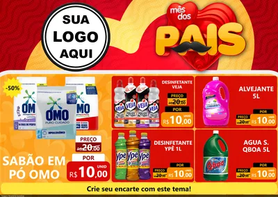 Modelo de Encarte para Encarte A4 Horizontal com o tema Mês Dos Pais para Produtos de Limpeza