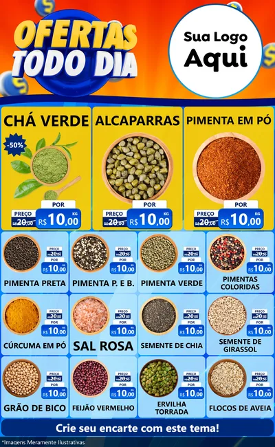 Modelo de Encarte para Encarte Grande com o tema Ofertas Todo Dia para Produtos Naturais