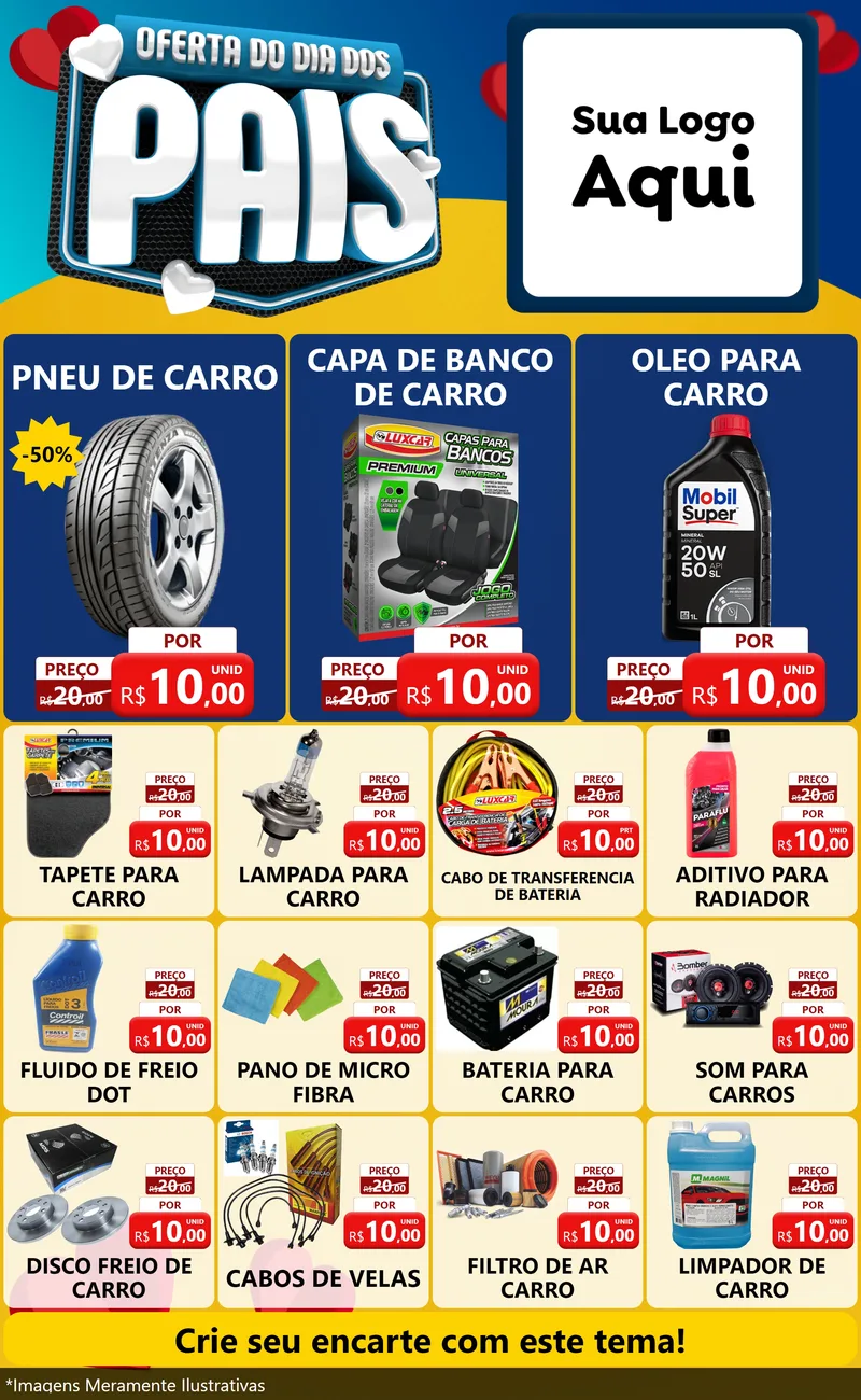 Modelo de Encarte para Encarte Grande com o tema Oferta Do Dia Dos Pais para Auto peças