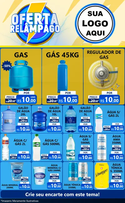 Modelo de Encarte para Encarte Grande com o tema Oferta Relâmpago para Água e gás
