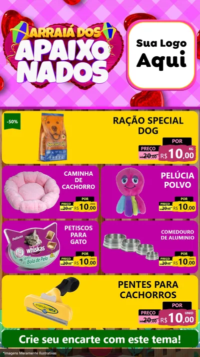 Modelo de TV para TV Vertical com o tema Arraiá dos Apaixonados para Pet Shop