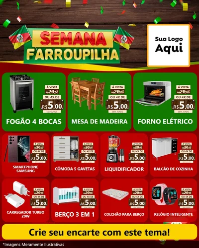 Modelo de Rede Social para Feed Instagram com o tema Semana Farroupilha para Móveis e Eletro