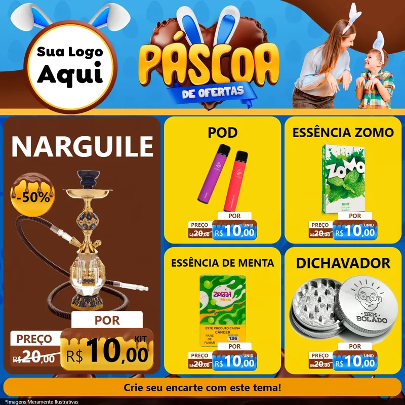 Modelo de Rede Social para Feed Facebook com o tema Páscoa de Ofertas para Tabacaria