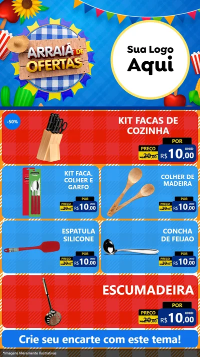 Modelo de TV para TV Vertical com o tema Arraiá de Ofertas para Utilidades Domésticas