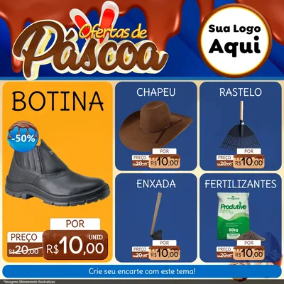 Modelo de Rede Social para Feed Facebook com o tema Ofertas de Páscoa para Agropecuária