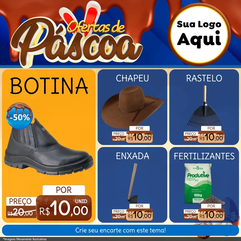 Modelo de Rede Social para Feed Facebook com o tema Ofertas de Páscoa para Agropecuária