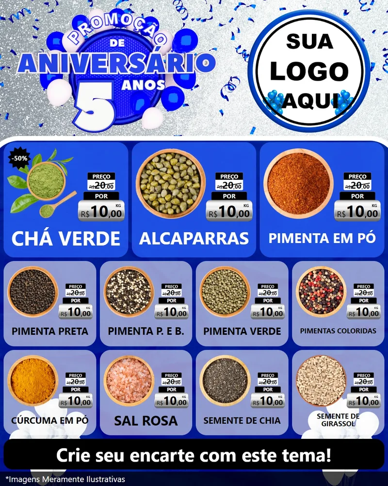 Modelo de Rede Social para Feed Instagram com o tema Promoção de Aniversário - 5 Anos para Produtos Naturais