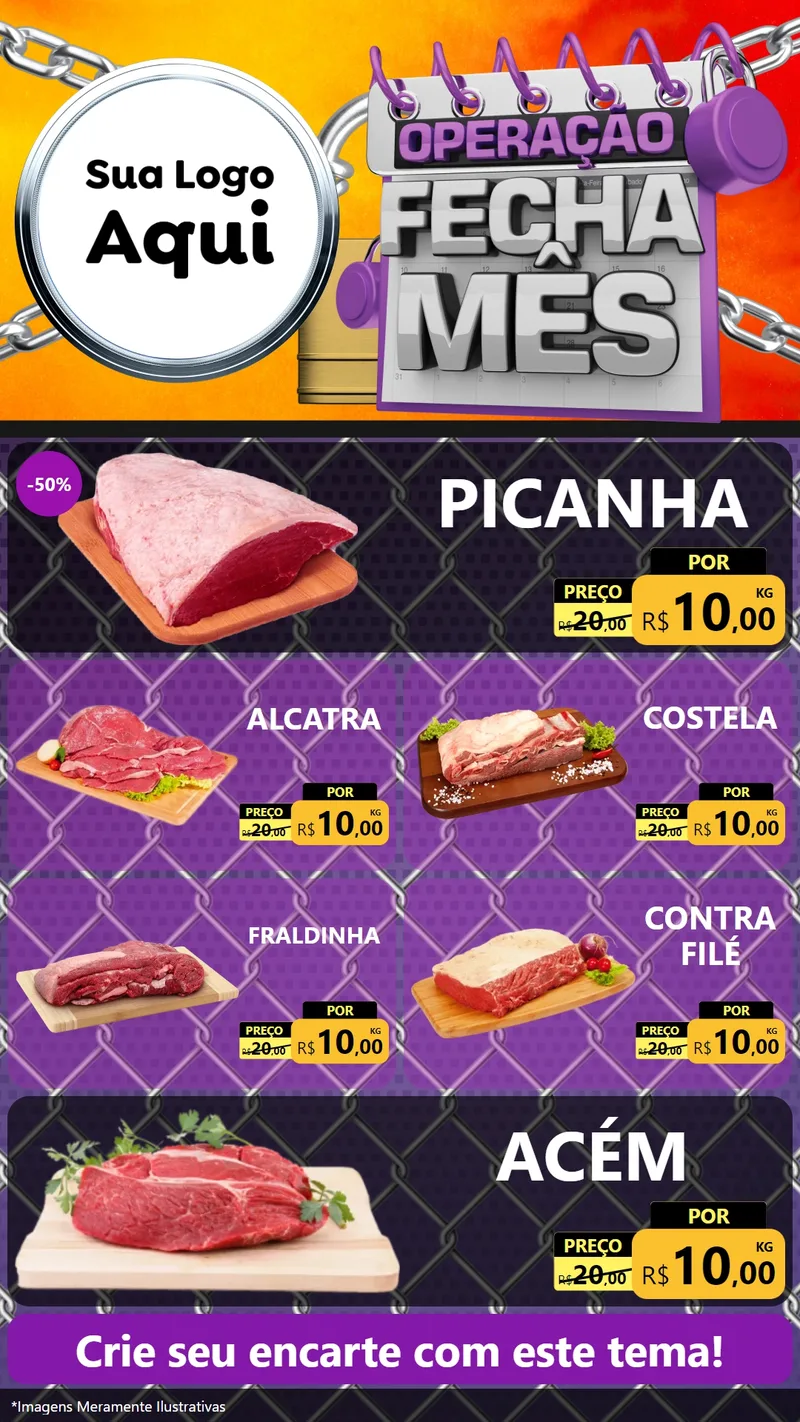 Modelo de TV para TV Vertical com o tema Operação Fecha Mês para Açougue
